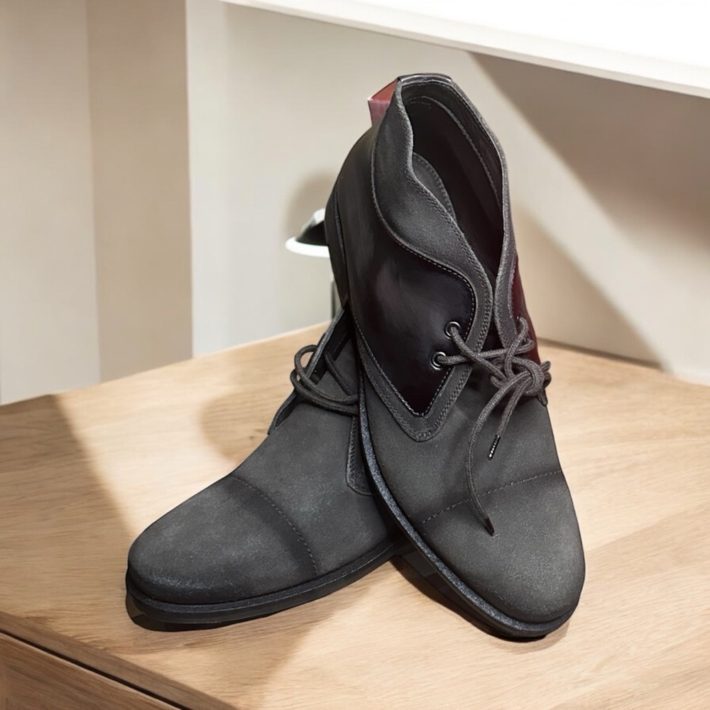 Brown suede and leather chukka boots